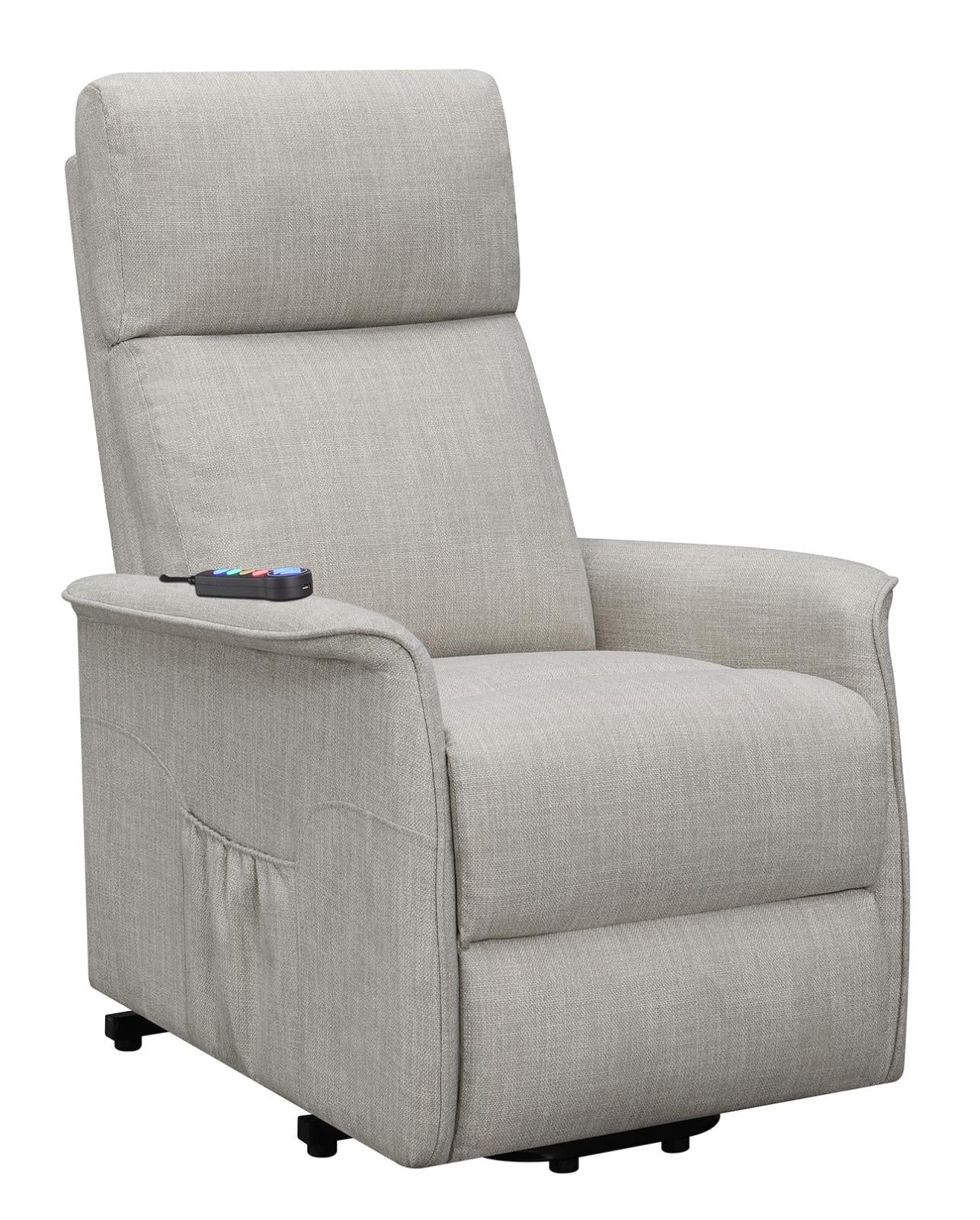 Herrera Power Lift Recliner with Wired Remote Beige - 609407P - Bien Home Furniture &amp; Electronics