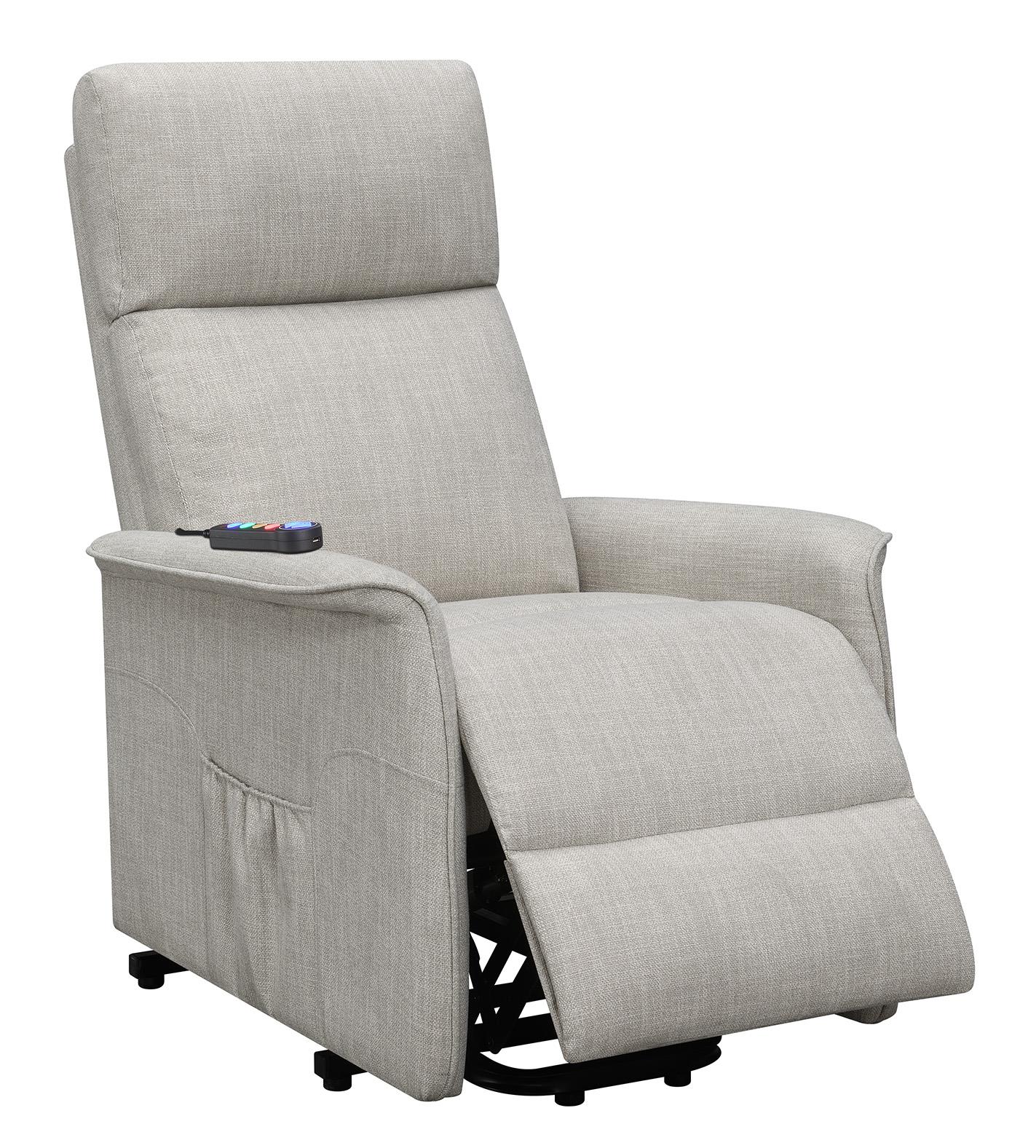 Herrera Power Lift Recliner with Wired Remote Beige - 609407P - Bien Home Furniture &amp; Electronics