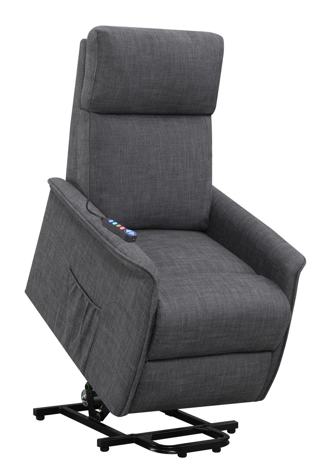 Herrera Power Lift Recliner with Wired Remote Charcoal - 609406P - Bien Home Furniture &amp; Electronics