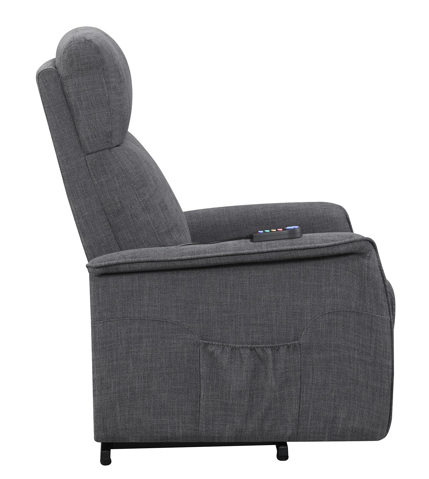 Herrera Power Lift Recliner with Wired Remote Charcoal - 609406P - Bien Home Furniture &amp; Electronics