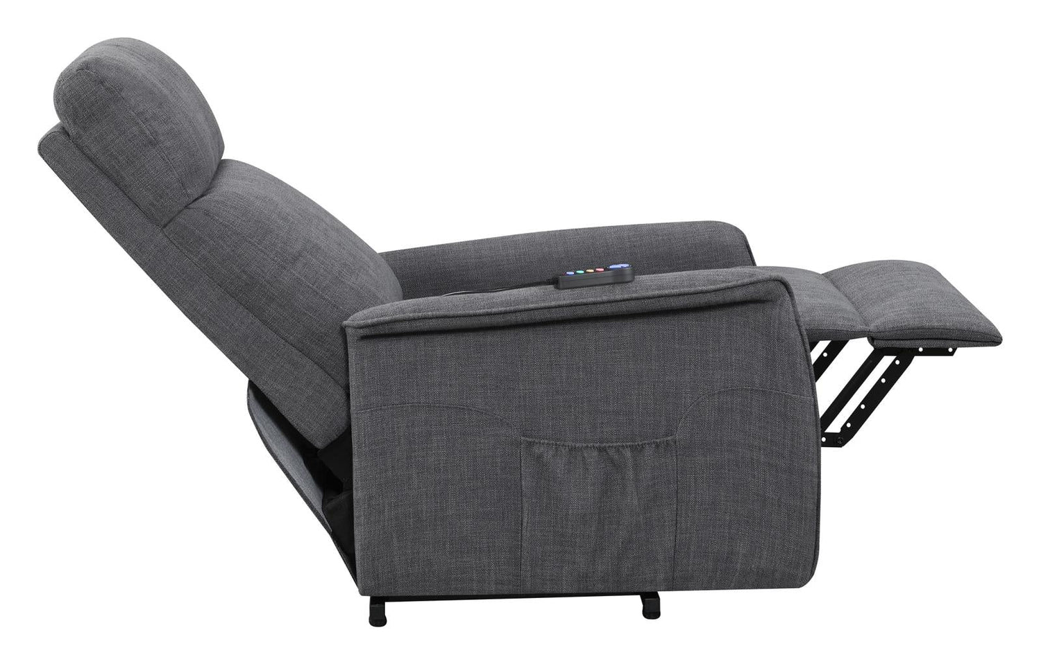 Herrera Power Lift Recliner with Wired Remote Charcoal - 609406P - Bien Home Furniture &amp; Electronics