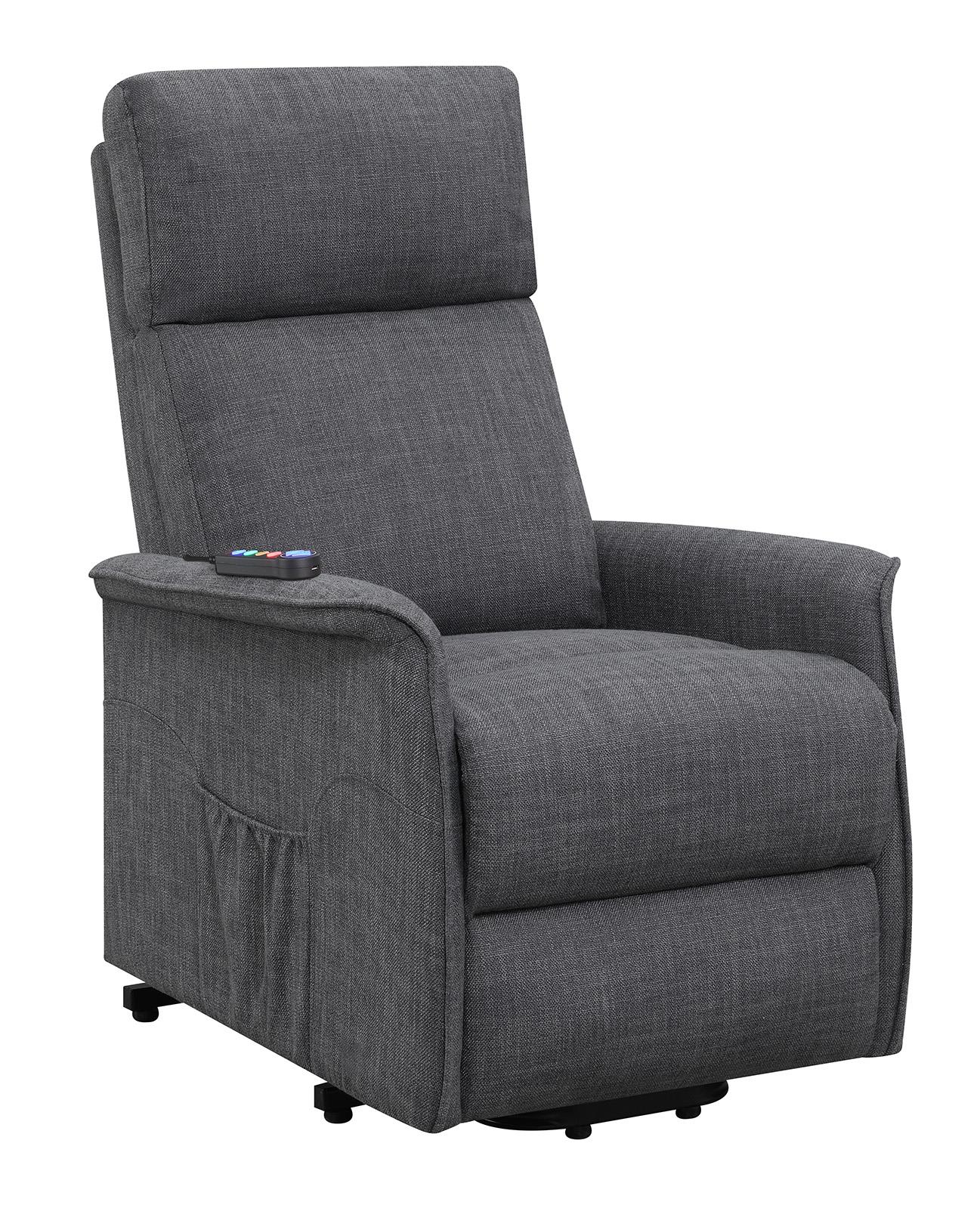 Herrera Power Lift Recliner with Wired Remote Charcoal - 609406P - Bien Home Furniture &amp; Electronics