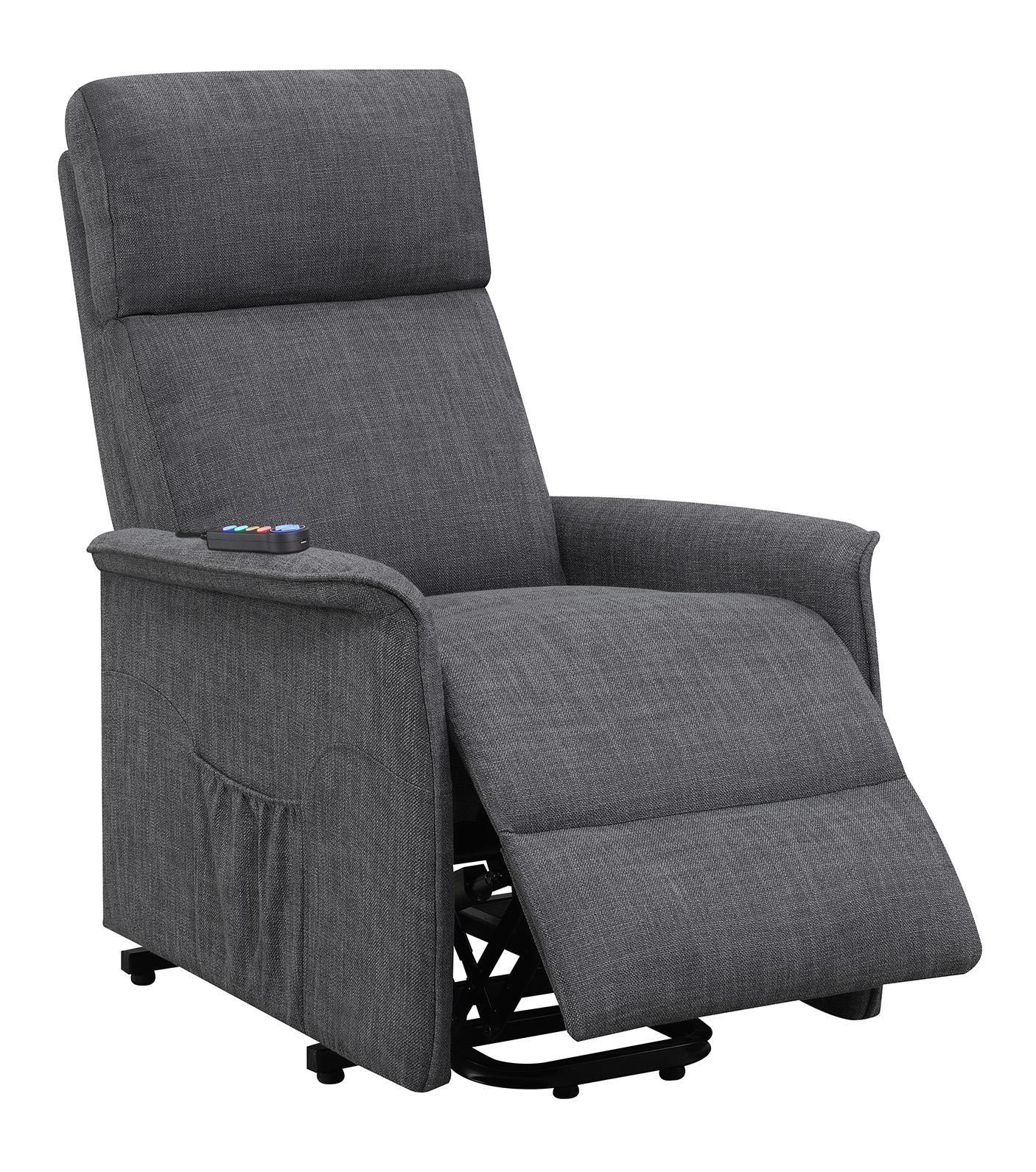 Herrera Power Lift Recliner with Wired Remote Charcoal - 609406P - Bien Home Furniture &amp; Electronics