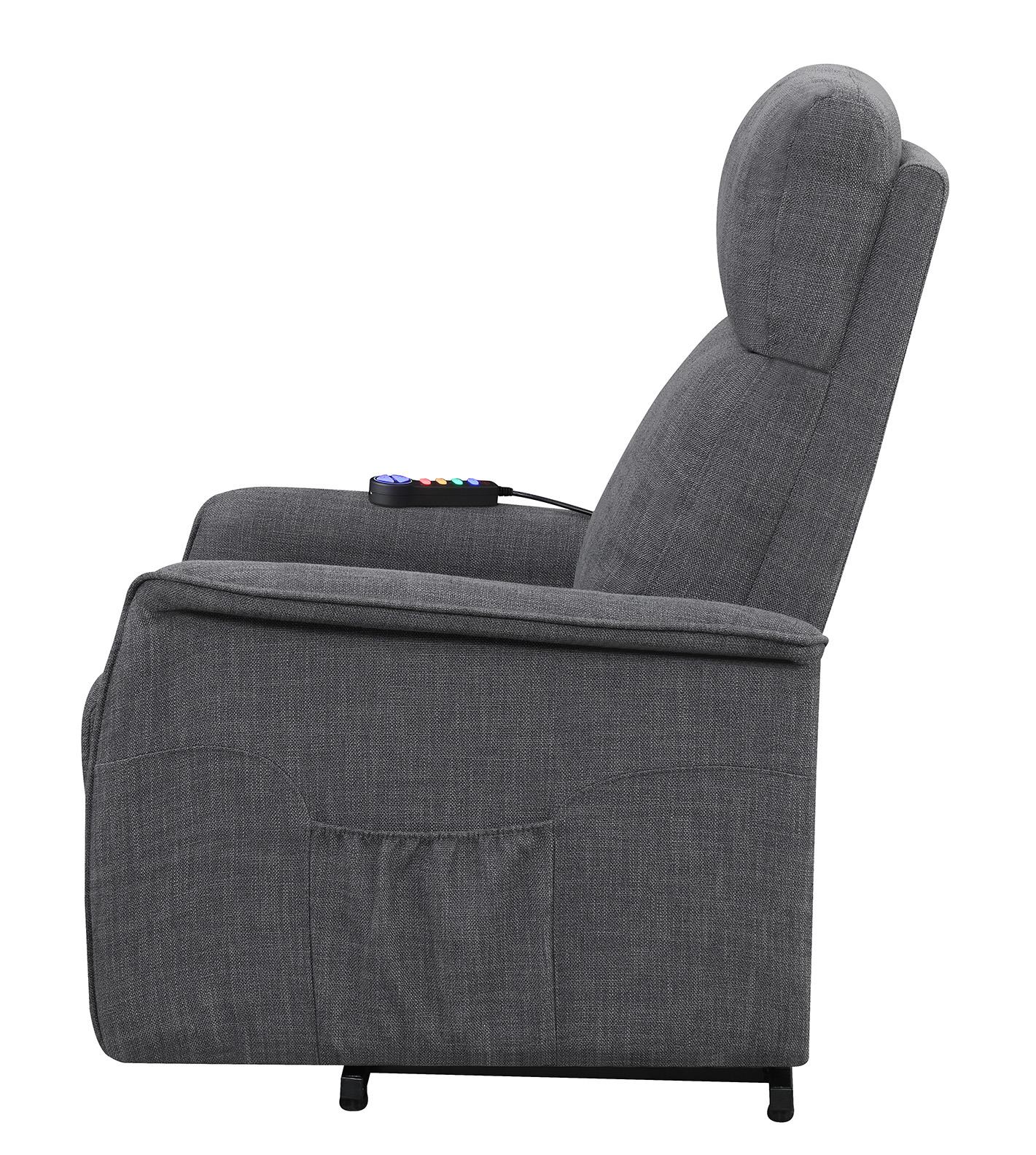 Herrera Power Lift Recliner with Wired Remote Charcoal - 609406P - Bien Home Furniture &amp; Electronics