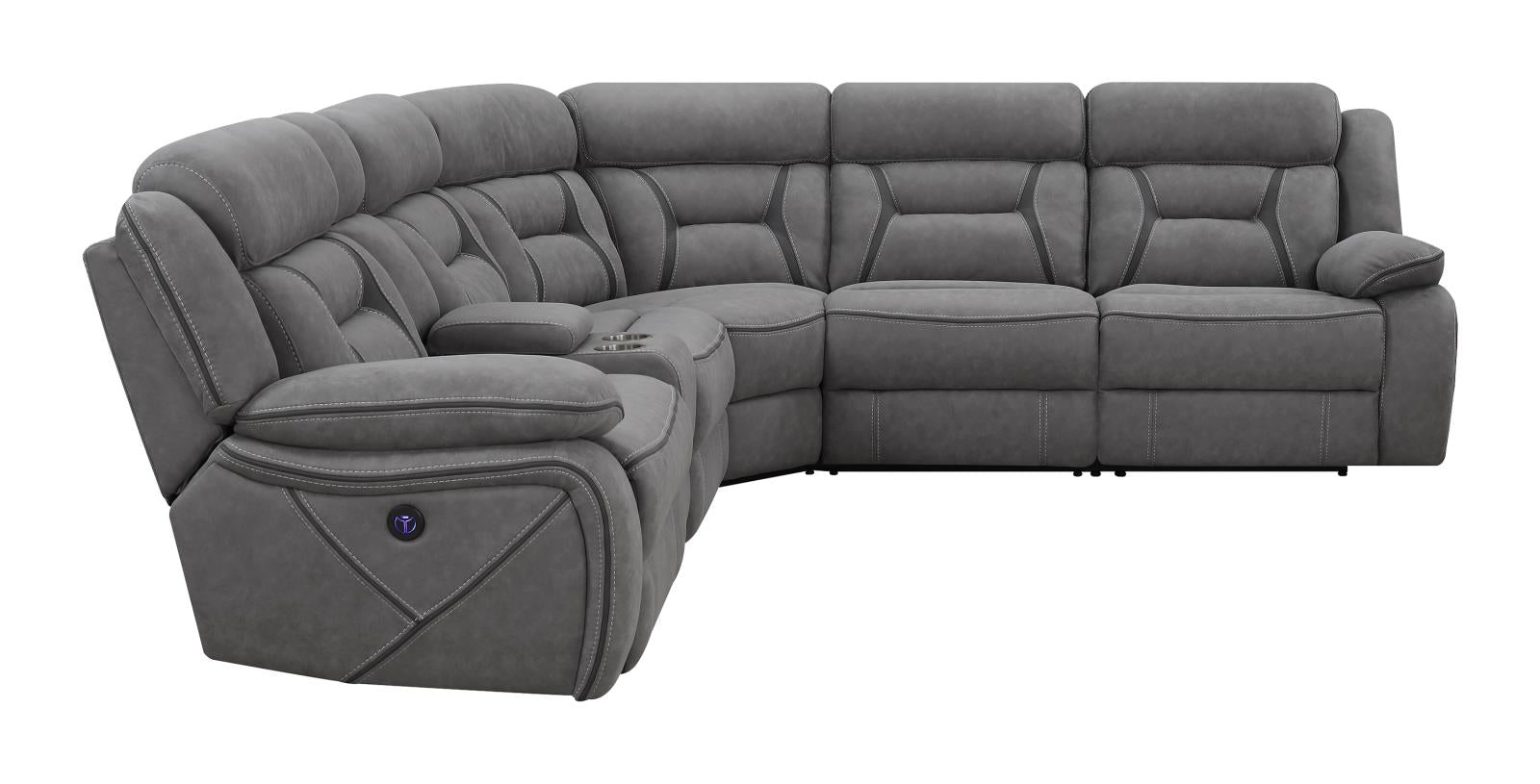 Higgins Four-Piece Upholstered Power Sectional Gray - 600370 - Bien Home Furniture &amp; Electronics