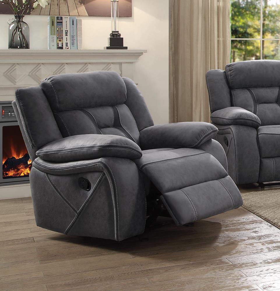 Higgins Overstuffed Upholstered Glider Recliner Gray - 602263 - Bien Home Furniture &amp; Electronics