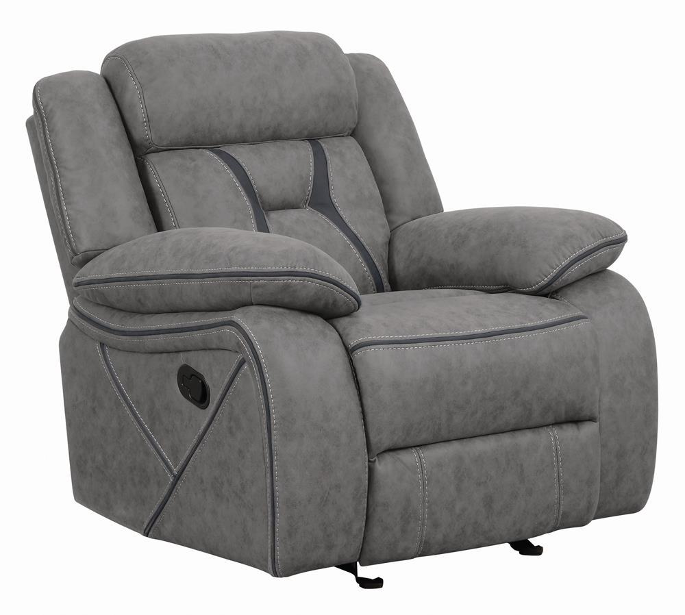 Higgins Overstuffed Upholstered Glider Recliner Gray - 602263 - Bien Home Furniture &amp; Electronics