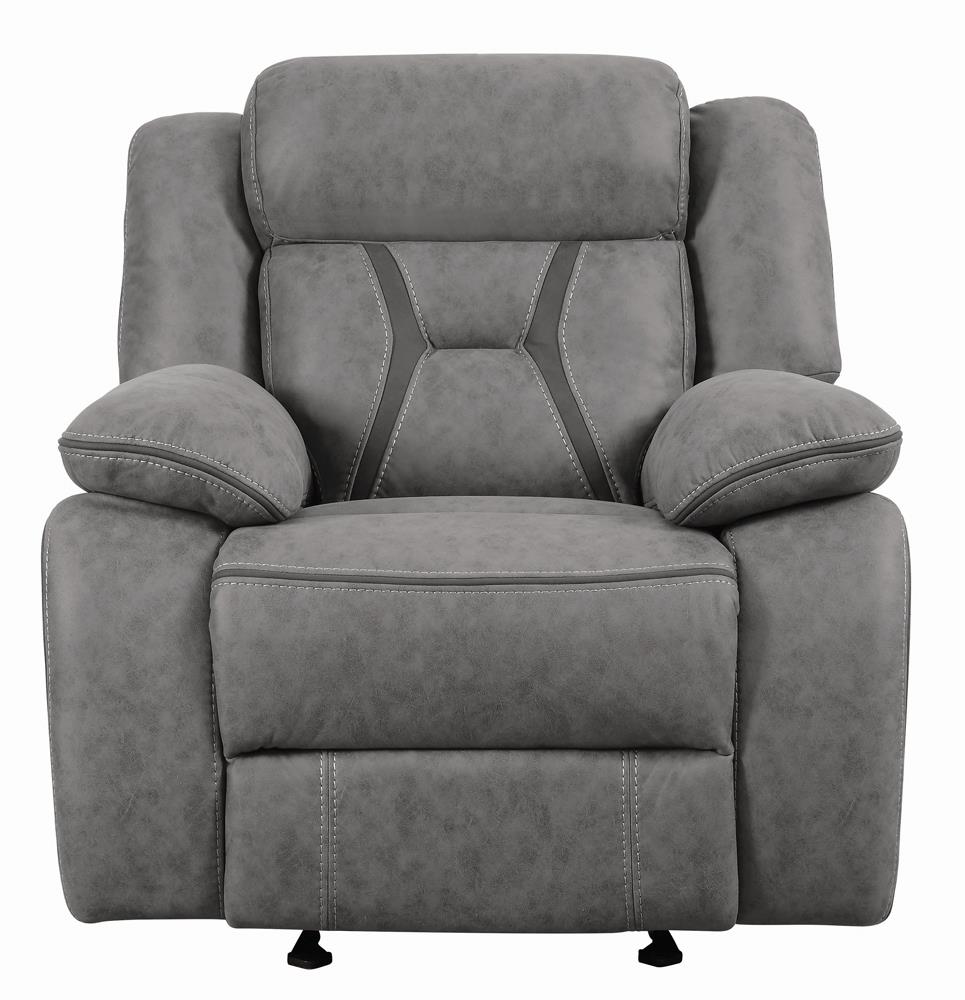 Higgins Overstuffed Upholstered Glider Recliner Gray - 602263 - Bien Home Furniture &amp; Electronics