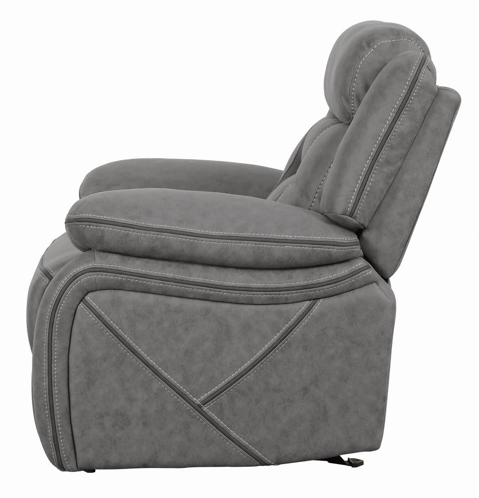 Higgins Overstuffed Upholstered Glider Recliner Gray - 602263 - Bien Home Furniture &amp; Electronics