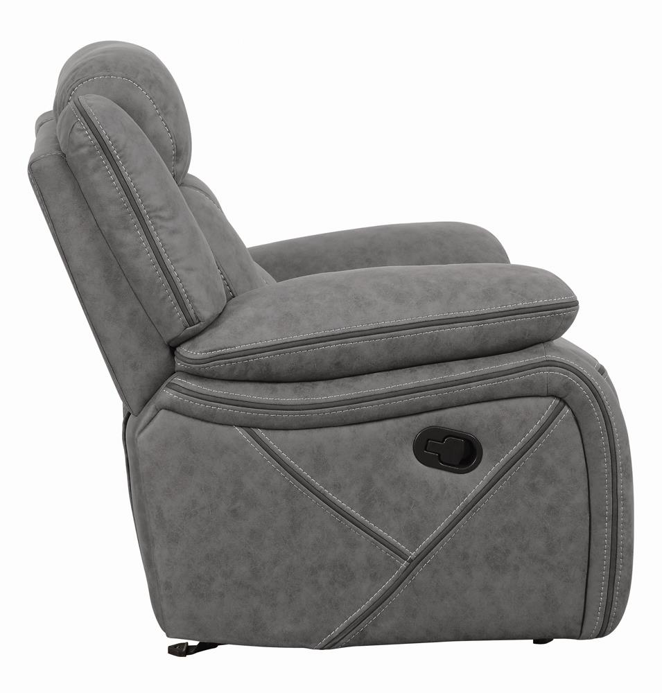 Higgins Overstuffed Upholstered Glider Recliner Gray - 602263 - Bien Home Furniture &amp; Electronics