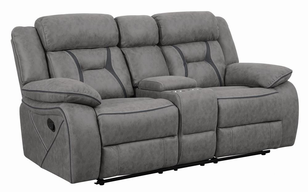 Higgins Pillow Top Arm Motion Loveseat with Console Gray - 602262 - Bien Home Furniture &amp; Electronics