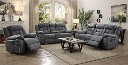 Higgins Pillow Top Arm Motion Loveseat with Console Gray - 602262 - Bien Home Furniture &amp; Electronics