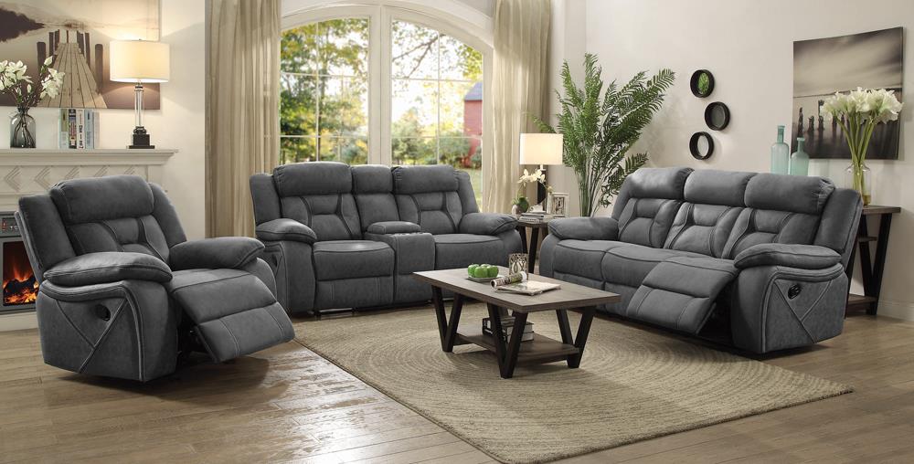 Higgins Pillow Top Arm Motion Loveseat with Console Gray - 602262 - Bien Home Furniture &amp; Electronics