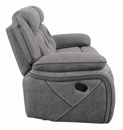 Higgins Pillow Top Arm Upholstered Motion Sofa Gray - 602261 - Bien Home Furniture &amp; Electronics