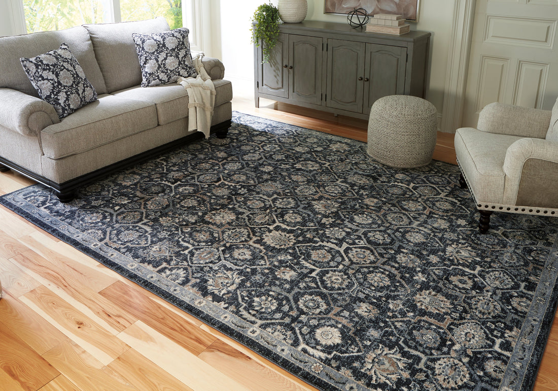 Hilcott Blue/Cream/Brown Large Rug - R406111 - Bien Home Furniture &amp; Electronics