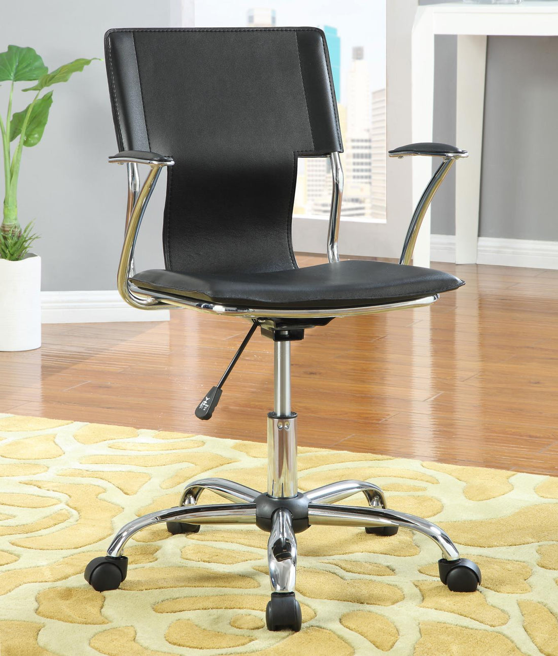 Himari Black/Chrome Adjustable Height Office Chair - 800207 - Bien Home Furniture &amp; Electronics