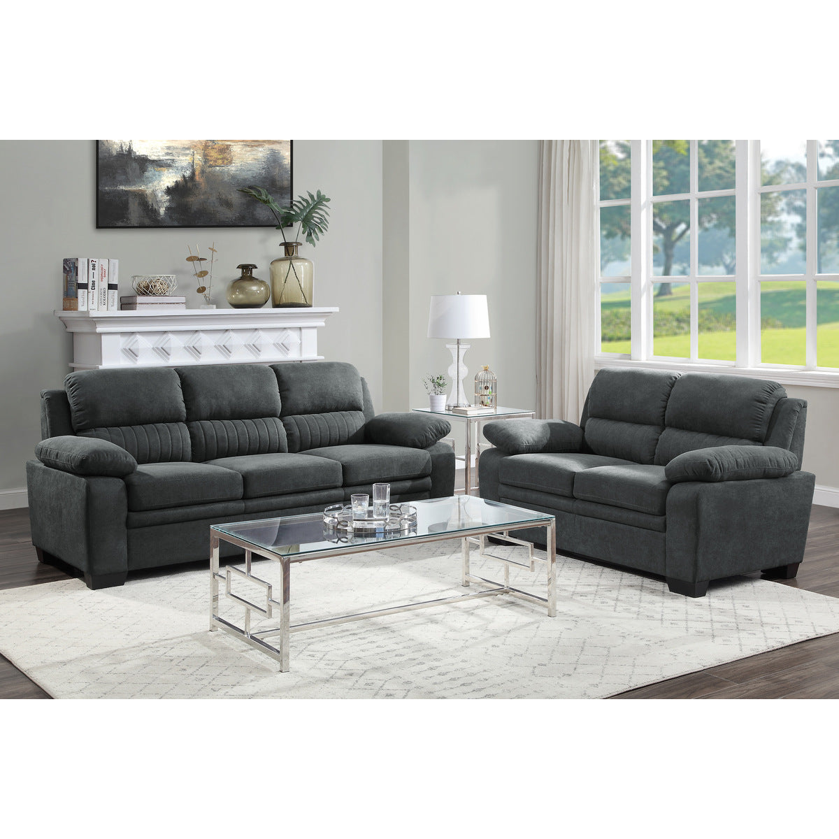 Holleman Dark Gray Sofa - 9333DG-3 - Bien Home Furniture &amp; Electronics