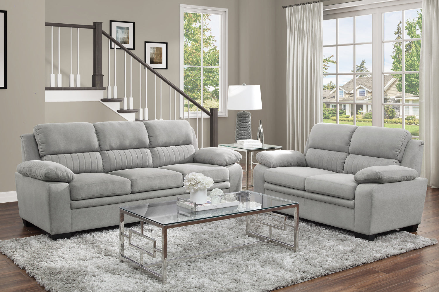 Holleman Gray Loveseat - 9333GY-2 - Bien Home Furniture &amp; Electronics