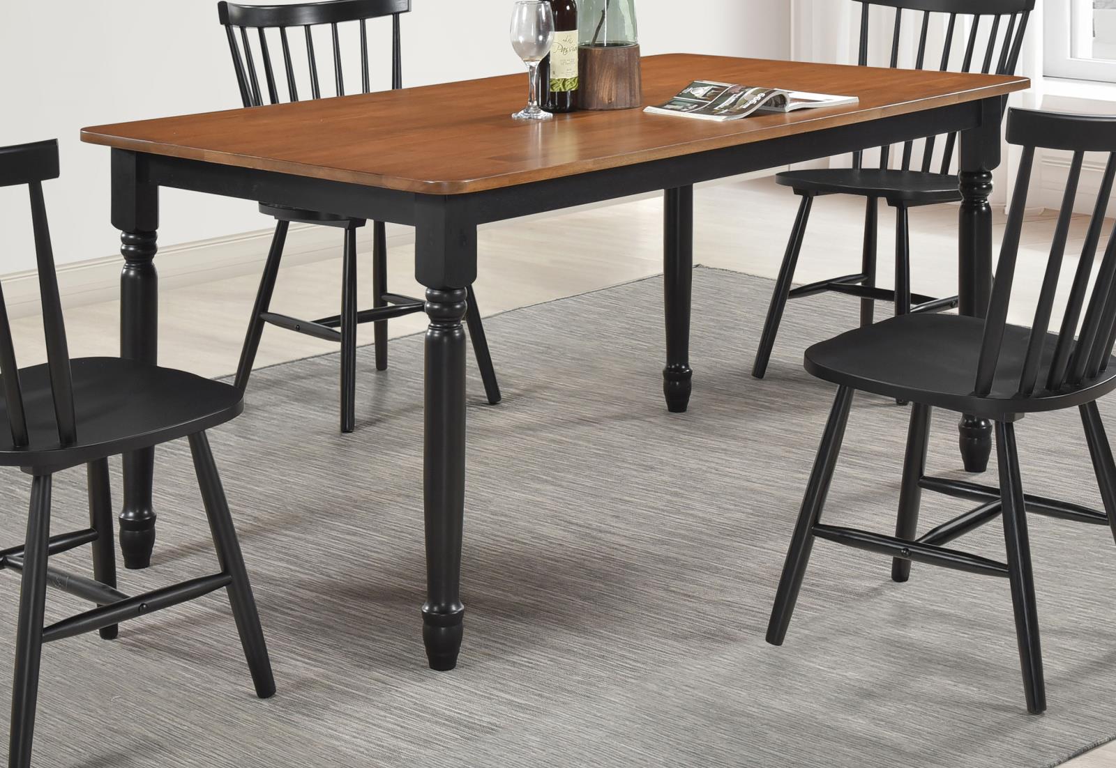 Hollyoak Farmhouse Rectangular Dining Table with Turned Legs Walnut and Black - 183041 - Bien Home Furniture &amp; Electronics