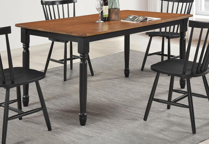 Hollyoak Farmhouse Rectangular Dining Table with Turned Legs Walnut and Black - 183041 - Bien Home Furniture &amp; Electronics