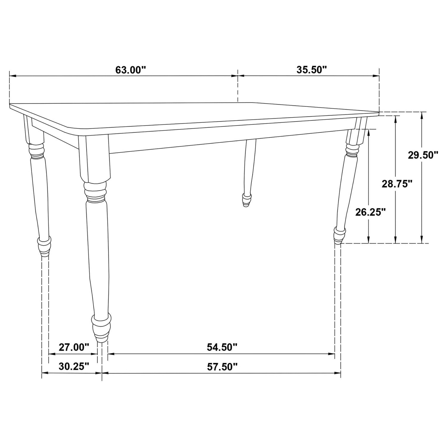 Hollyoak Farmhouse Rectangular Dining Table with Turned Legs Walnut and Black - 183041 - Bien Home Furniture &amp; Electronics