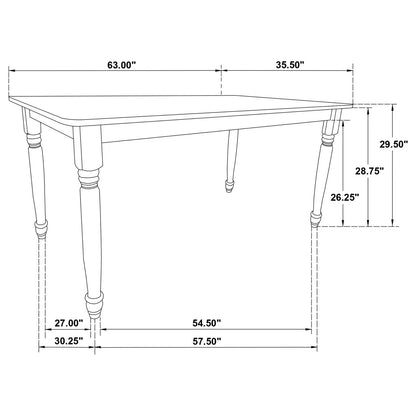 Hollyoak Farmhouse Rectangular Dining Table with Turned Legs Walnut and Black - 183041 - Bien Home Furniture &amp; Electronics