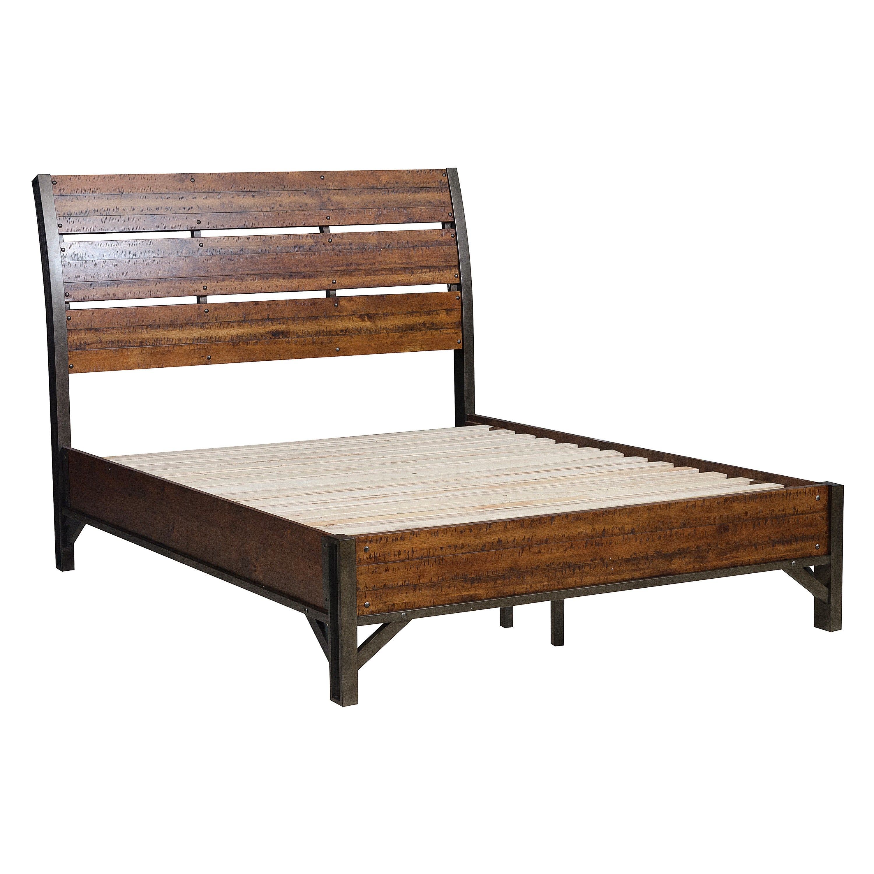 Holverson Rustic Brown King Platform Bed - SET | 1715K-1EK | 1715K-2EK | 1715K-3EK - Bien Home Furniture &amp; Electronics