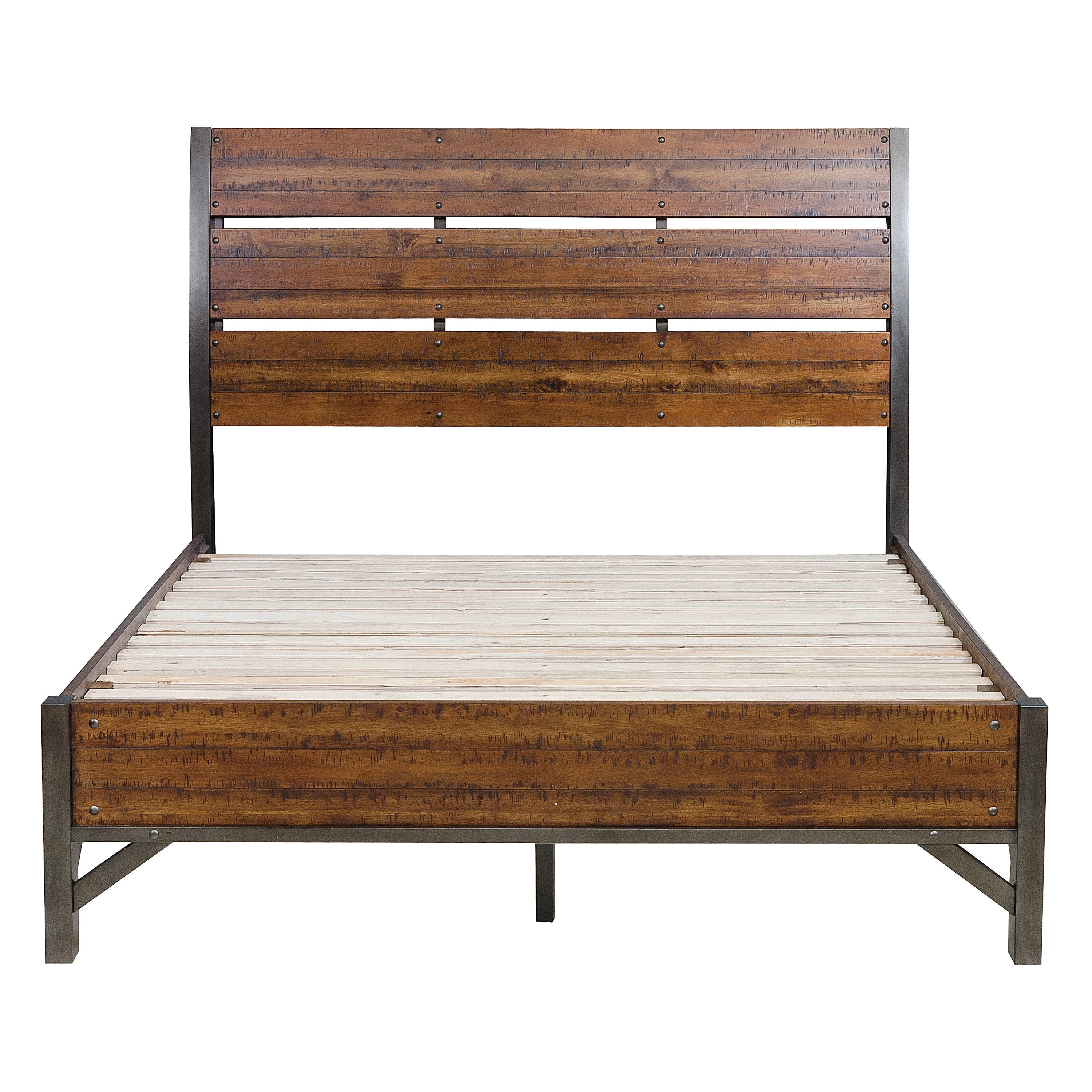 Holverson Rustic Brown King Platform Bed - SET | 1715K-1EK | 1715K-2EK | 1715K-3EK - Bien Home Furniture &amp; Electronics