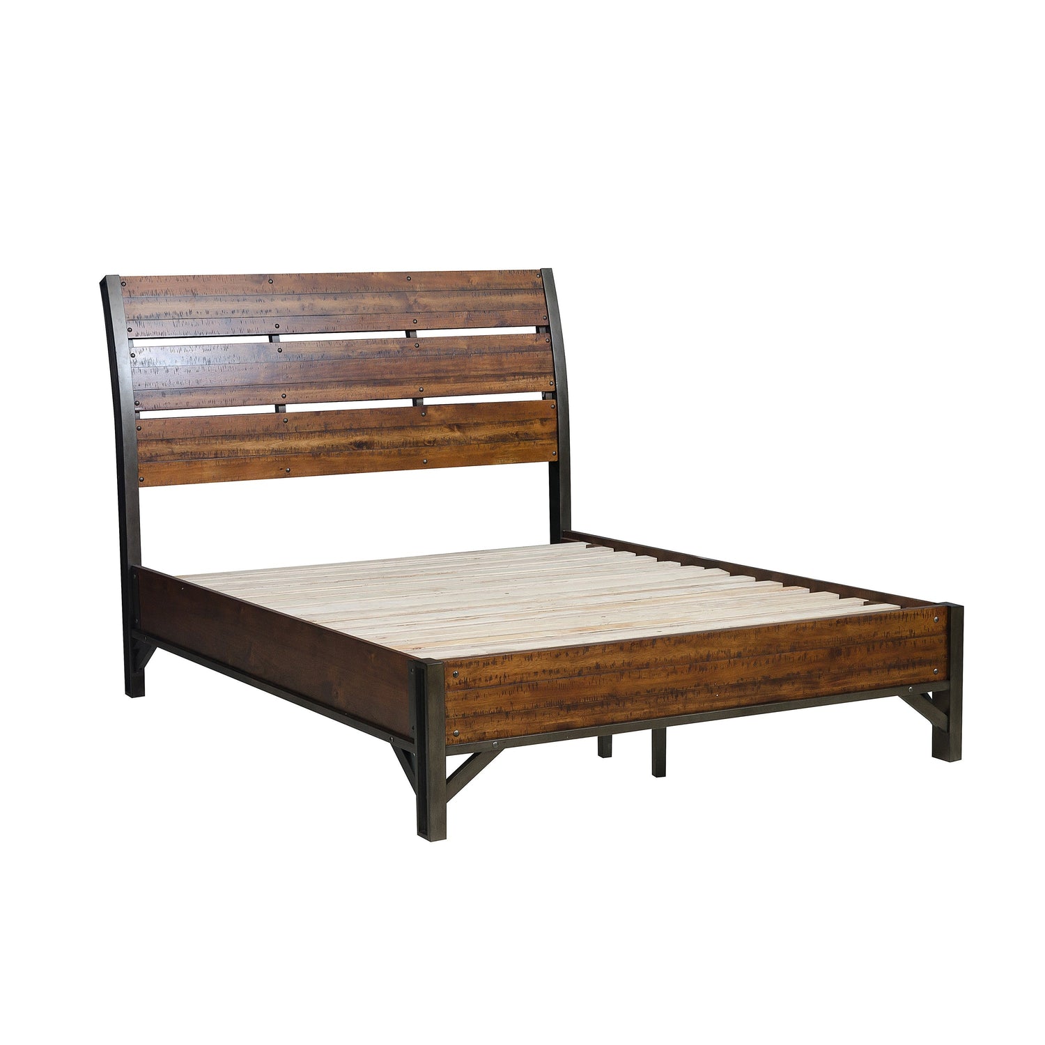 Holverson Rustic Brown Queen Platform Bed - SET | 1715-1 | 1715-2 | 1715-3 - Bien Home Furniture &amp; Electronics