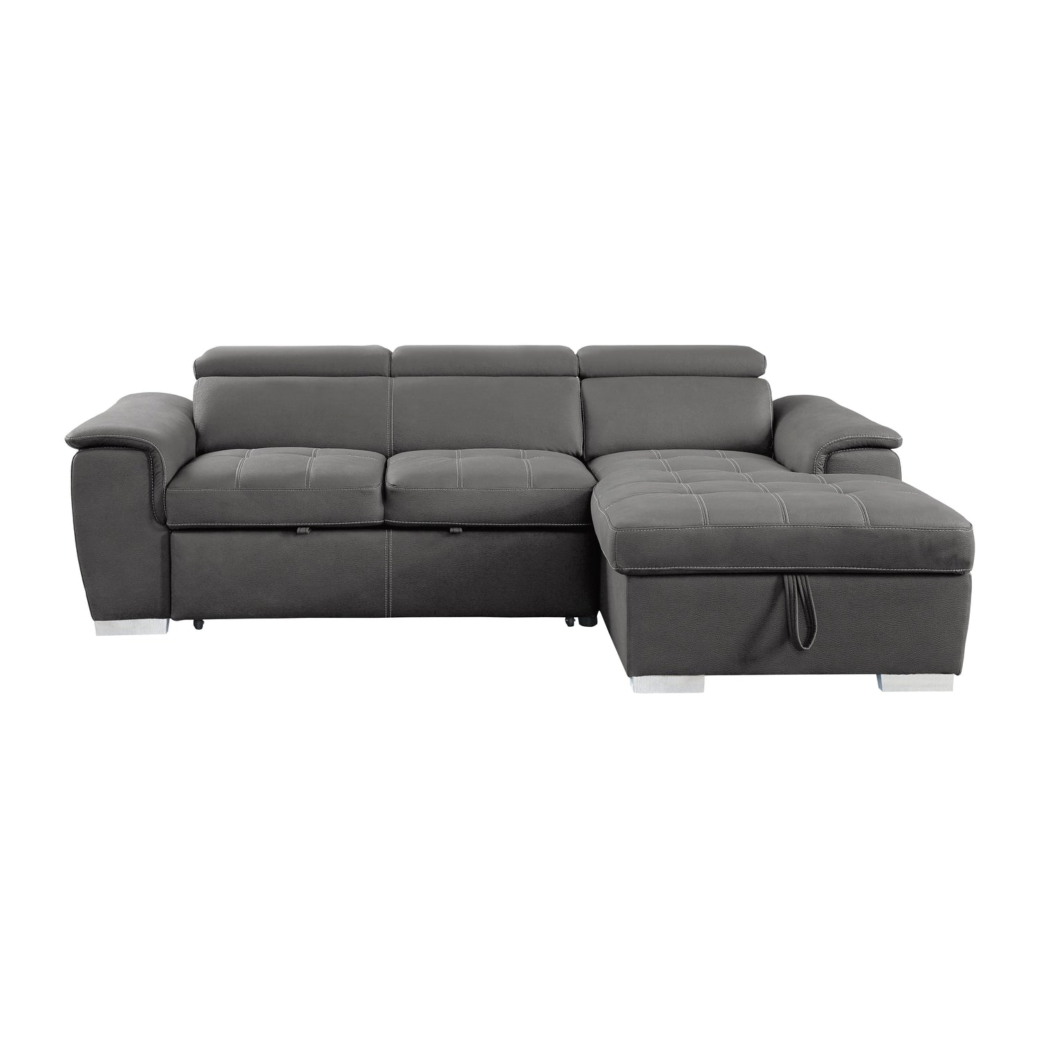 HOM 8228GY-L (1/2)Left Side 2-Seater with Adjustable Headrests and Pull-out Bed - 8228GY-L - Bien Home Furniture &amp; Electronics