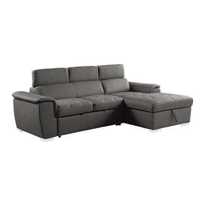 HOM 8228GY-L (1/2)Left Side 2-Seater with Adjustable Headrests and Pull-out Bed - 8228GY-L - Bien Home Furniture &amp; Electronics
