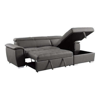 HOM 8228GY-L (1/2)Left Side 2-Seater with Adjustable Headrests and Pull-out Bed - 8228GY-L - Bien Home Furniture &amp; Electronics