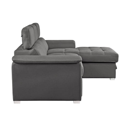 HOM 8228GY-R (2/2)Right Side Chaise with Adjustable Headrest and Hidden Storage - 8228GY-R - Bien Home Furniture &amp; Electronics