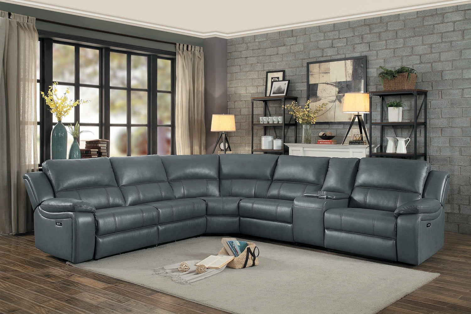 HOM 8260GY-LRPW (1/6)Power Left Side Reclining Chair with USB Port - 8260GY-LRPW - Bien Home Furniture &amp; Electronics