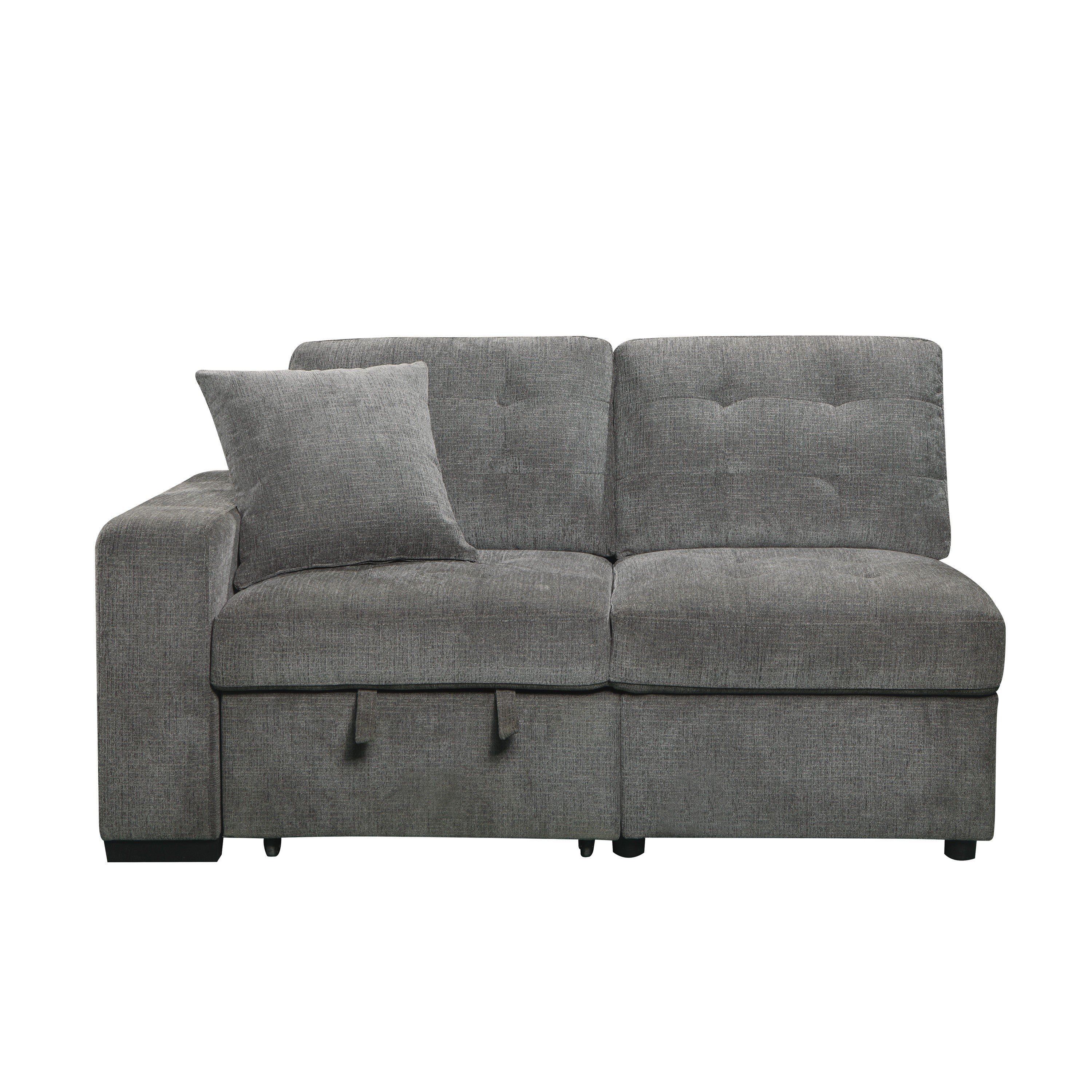 HOM 9401GRY-2L (1/4)Left Side 2-Seater with Pull-out Ottoman and 1 Pillow - 9401GRY-2L - Bien Home Furniture &amp; Electronics