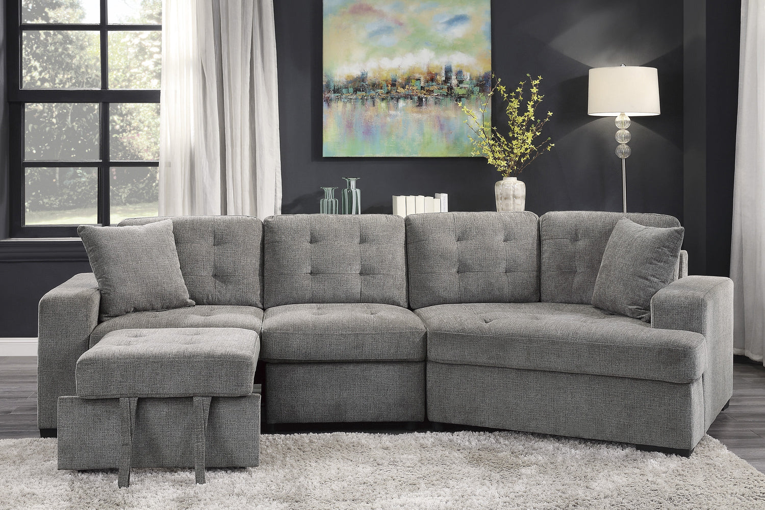 HOM 9401GRY-RU (2/4)Right Side Cuddler with 1 Pillow - 9401GRY-RU - Bien Home Furniture &amp; Electronics