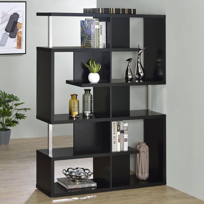 Hoover Black/Chrome 5-Tier Bookcase - 800309 - Bien Home Furniture &amp; Electronics