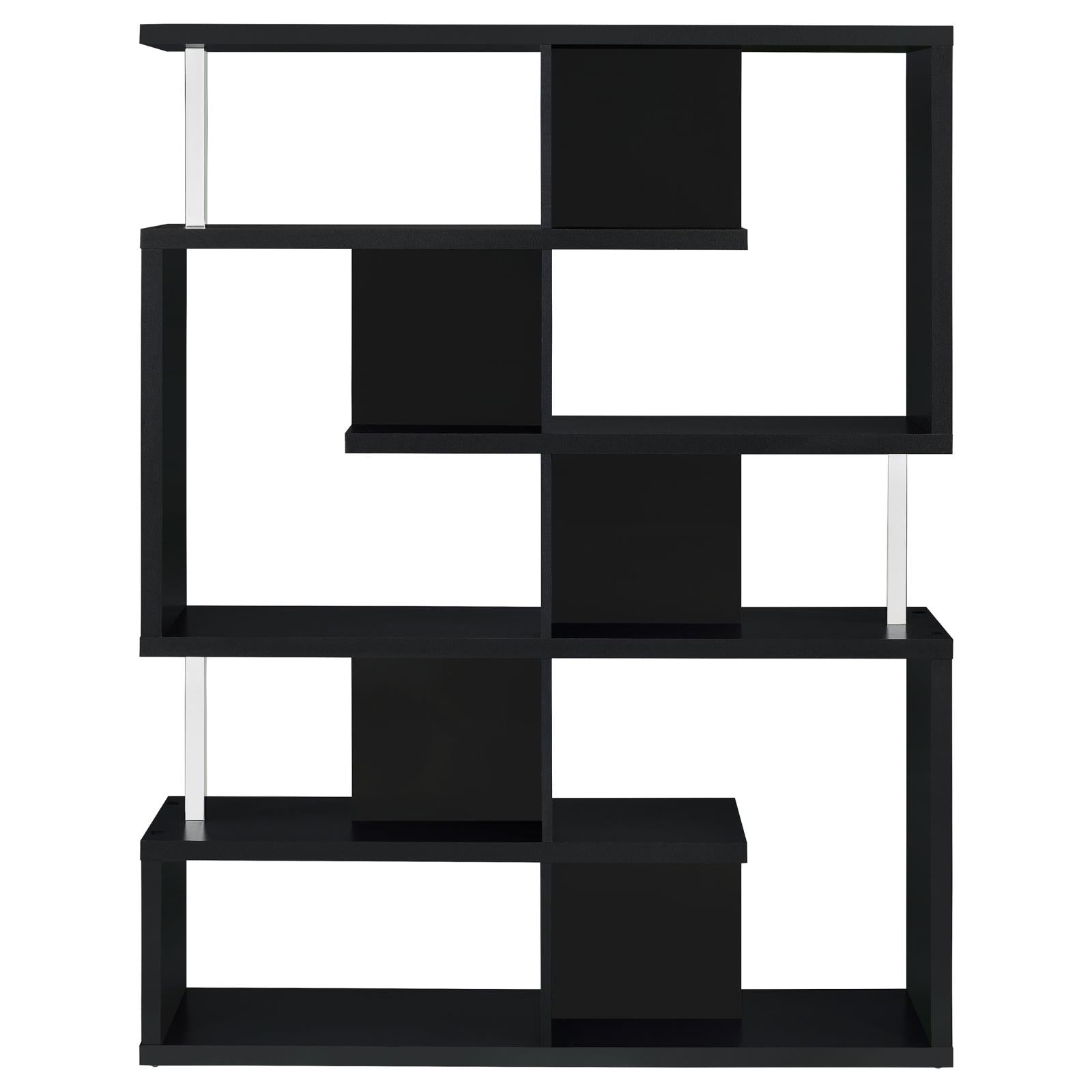 Hoover Black/Chrome 5-Tier Bookcase - 800309 - Bien Home Furniture &amp; Electronics