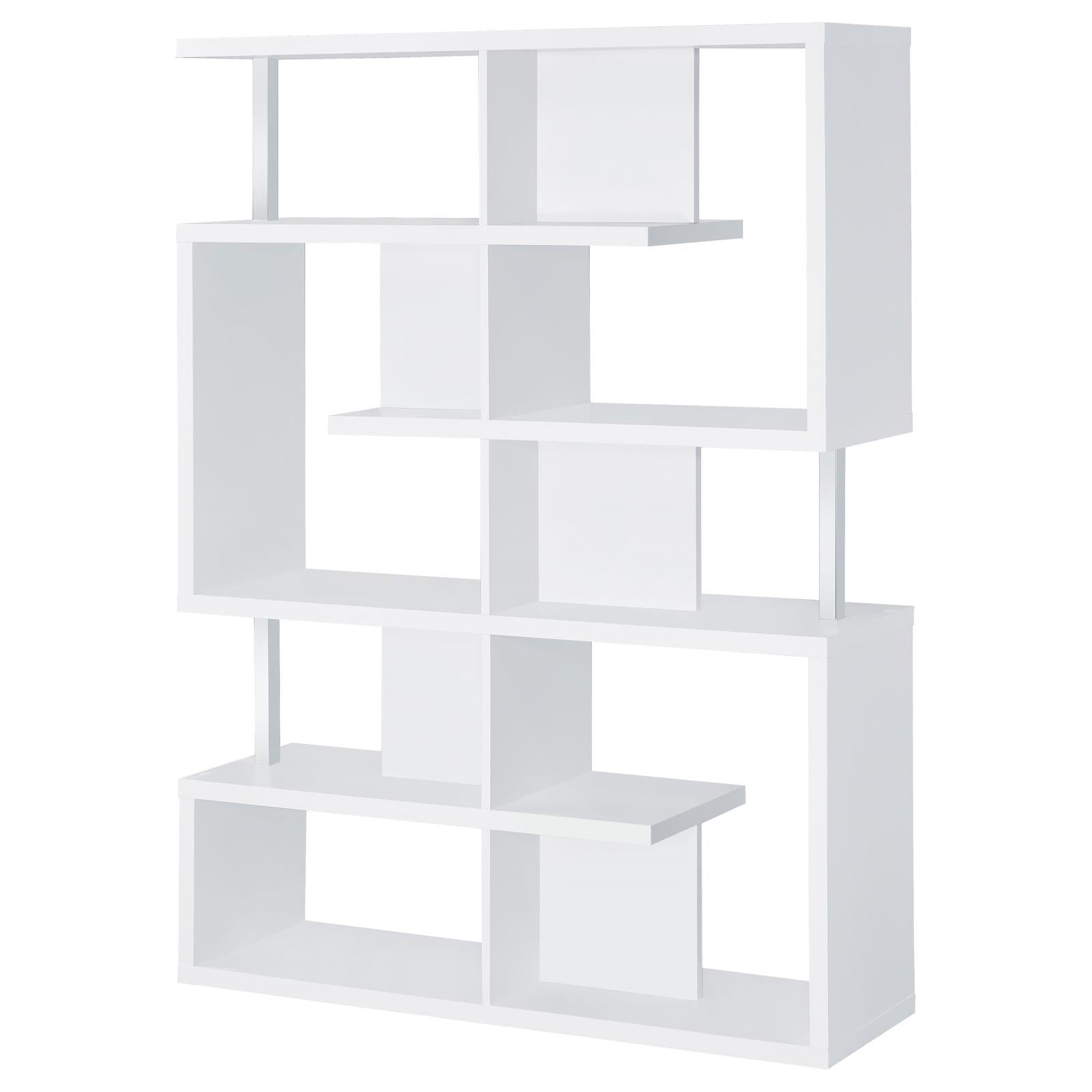 Hoover White/Chrome 5-Tier Bookcase - 800310 - Bien Home Furniture &amp; Electronics