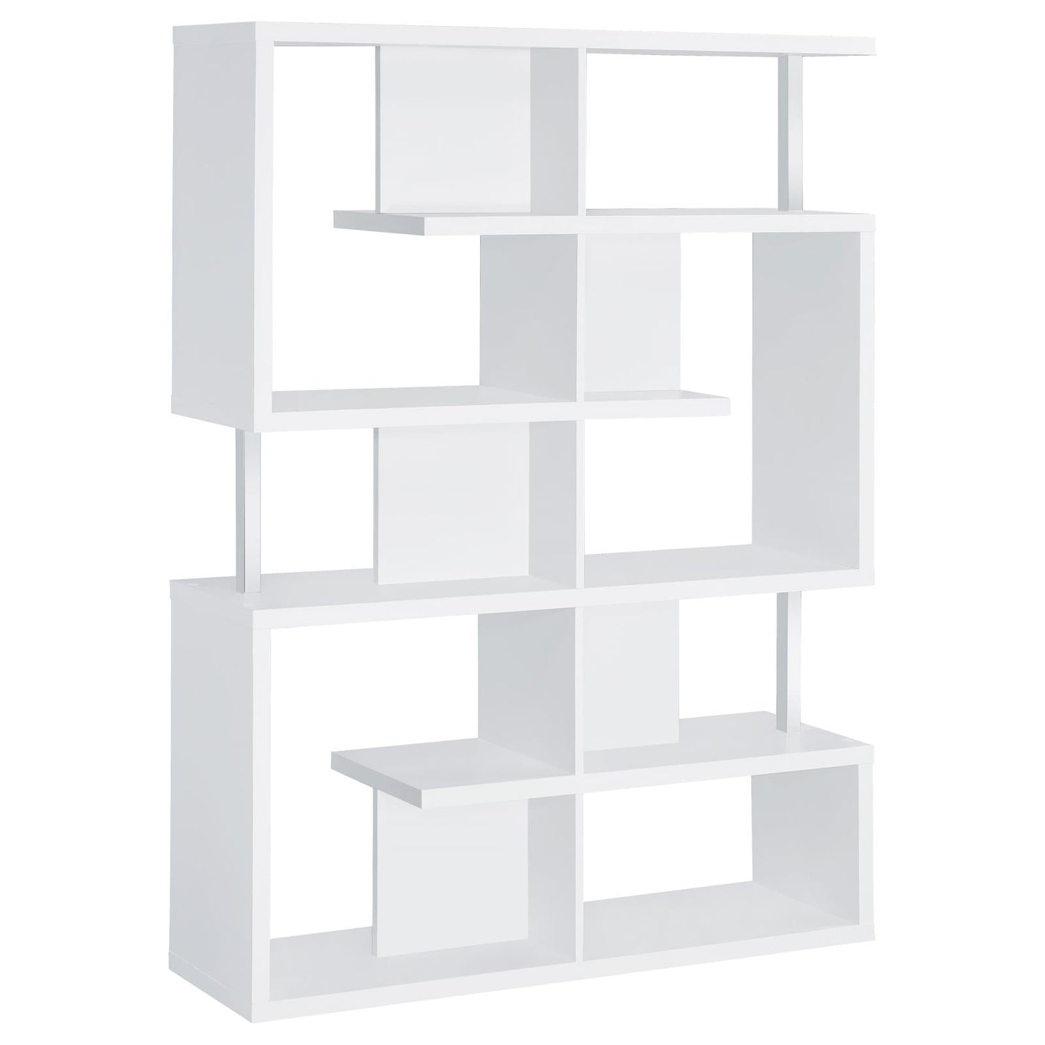 Hoover White/Chrome 5-Tier Bookcase - 800310 - Bien Home Furniture &amp; Electronics