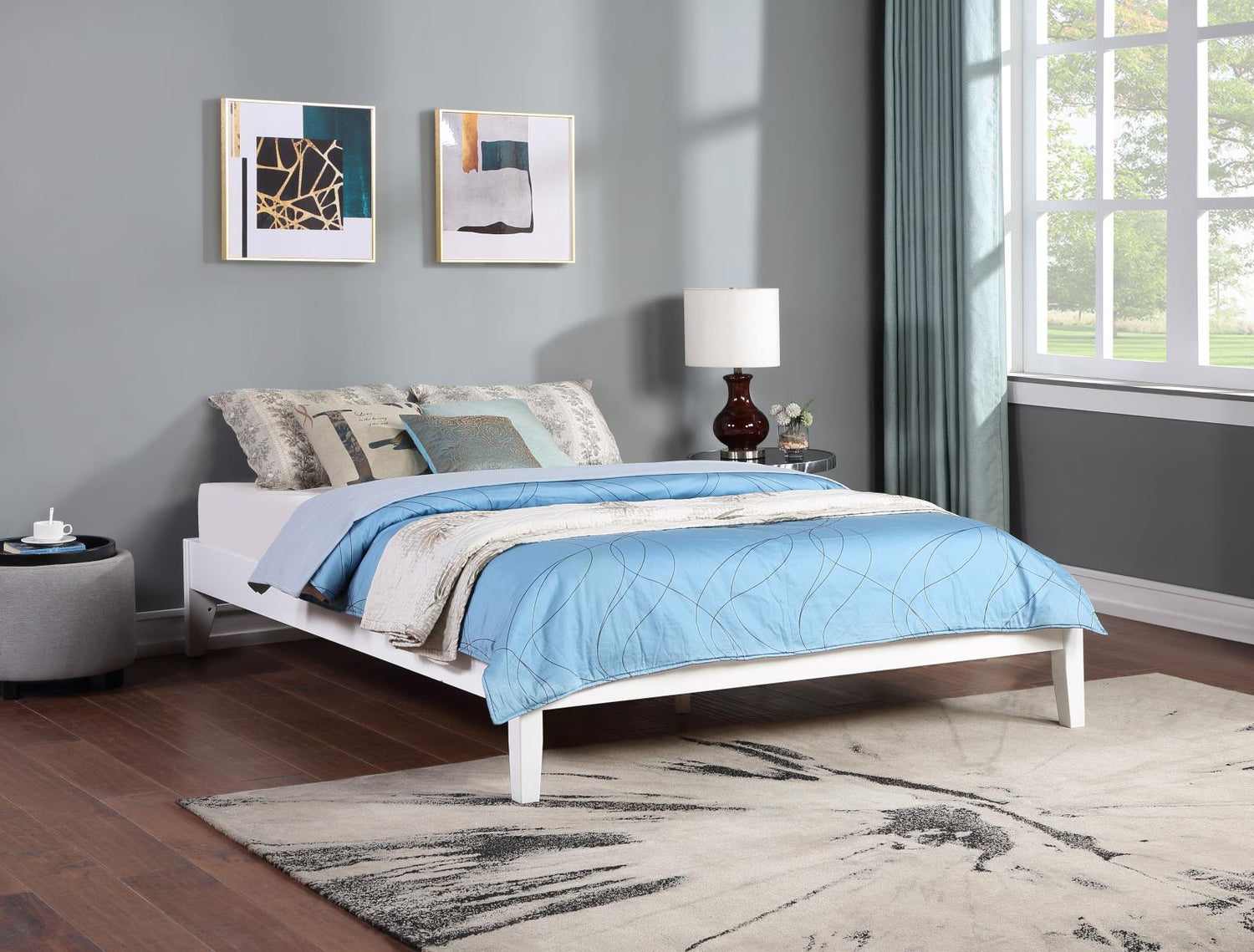 Hounslow Platform California King Bed White - 306128KW - Bien Home Furniture &amp; Electronics