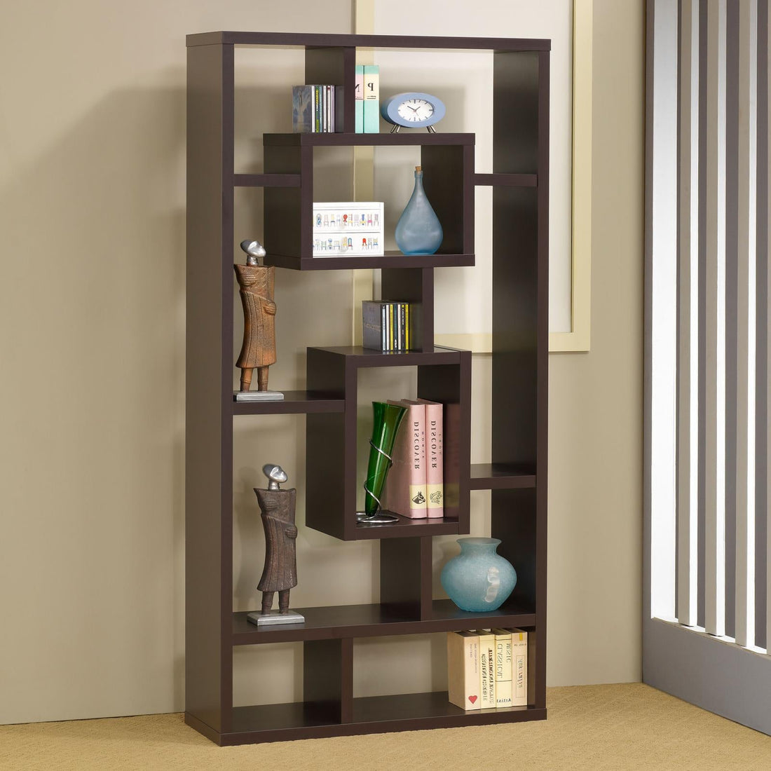 Howie Cappuccino 10-Shelf Bookcase - 800259 - Bien Home Furniture &amp; Electronics
