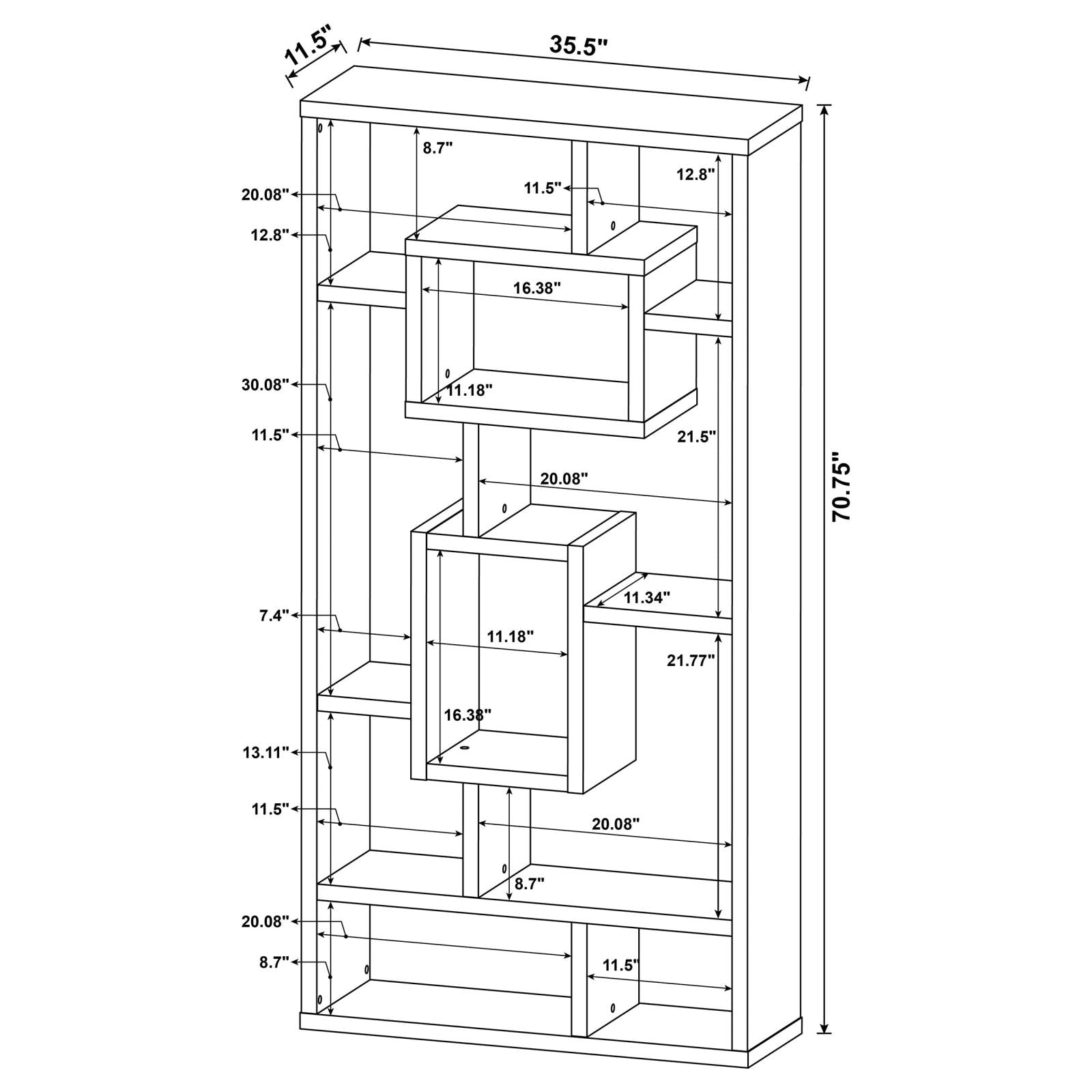 Howie Cappuccino 10-Shelf Bookcase - 800259 - Bien Home Furniture &amp; Electronics