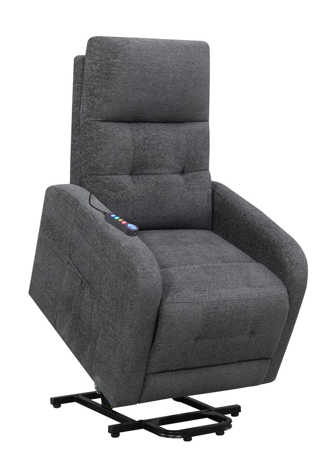 Howie Tufted Upholstered Power Lift Recliner Charcoal - 609403P - Bien Home Furniture &amp; Electronics