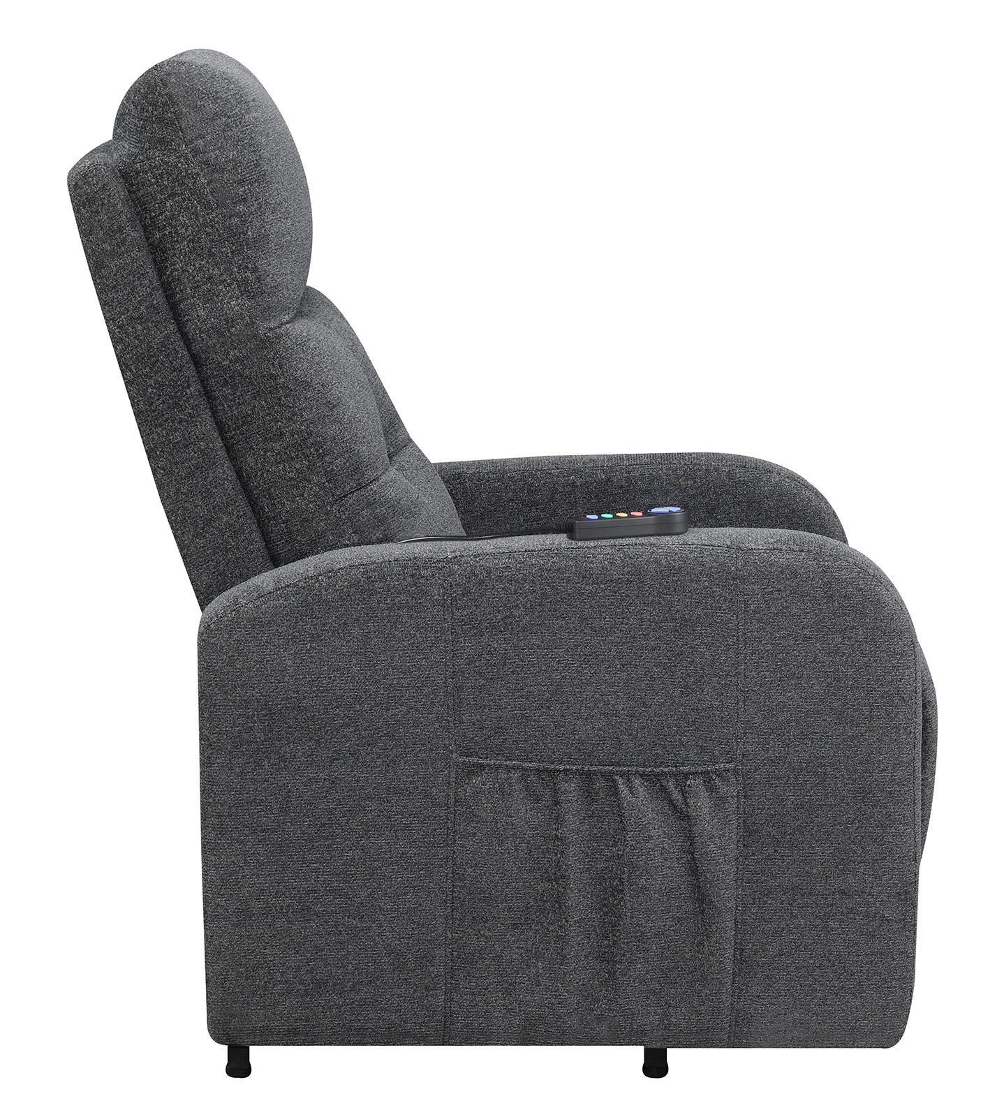 Howie Tufted Upholstered Power Lift Recliner Charcoal - 609403P - Bien Home Furniture &amp; Electronics