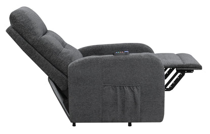 Howie Tufted Upholstered Power Lift Recliner Charcoal - 609403P - Bien Home Furniture &amp; Electronics