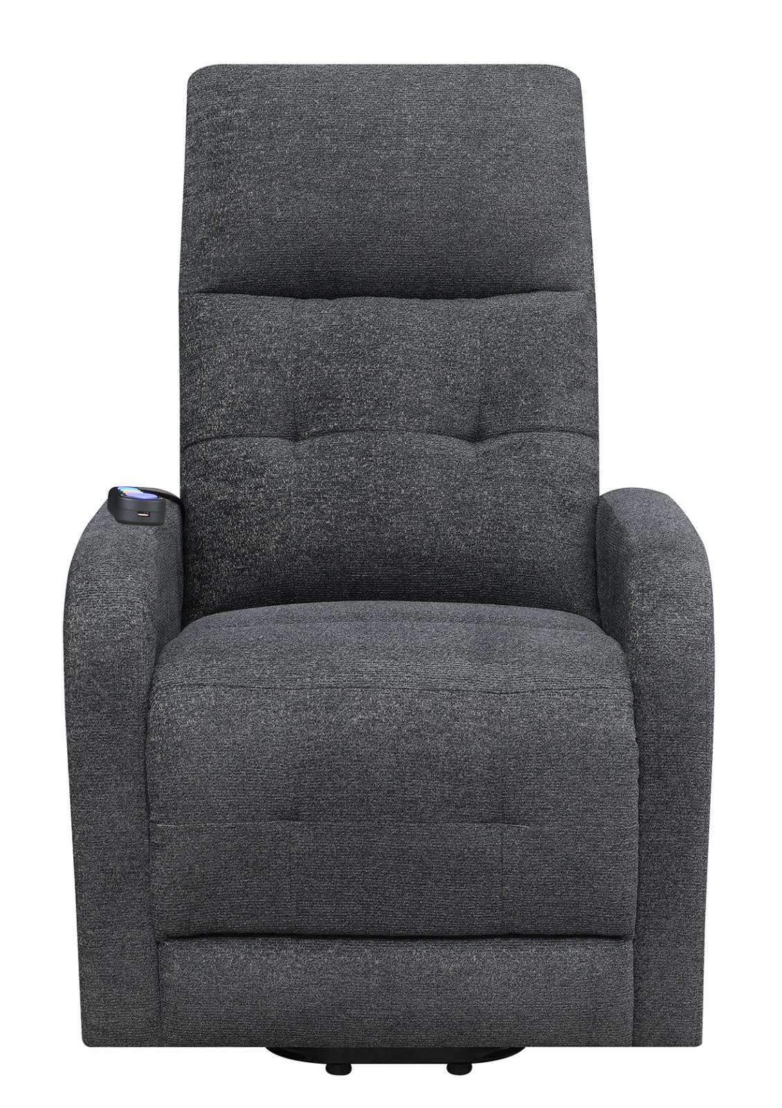 Howie Tufted Upholstered Power Lift Recliner Charcoal - 609403P - Bien Home Furniture &amp; Electronics