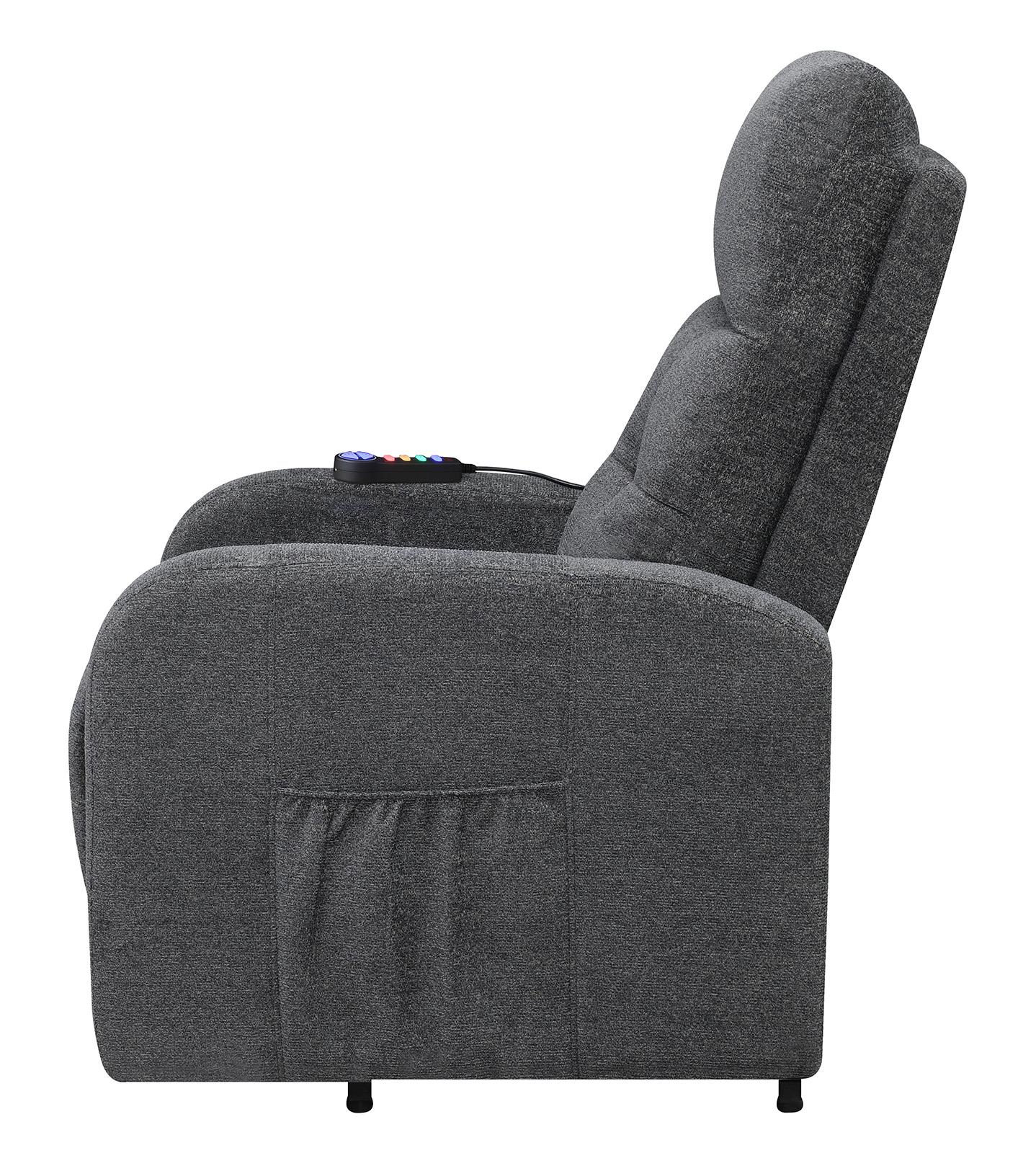 Howie Tufted Upholstered Power Lift Recliner Charcoal - 609403P - Bien Home Furniture &amp; Electronics