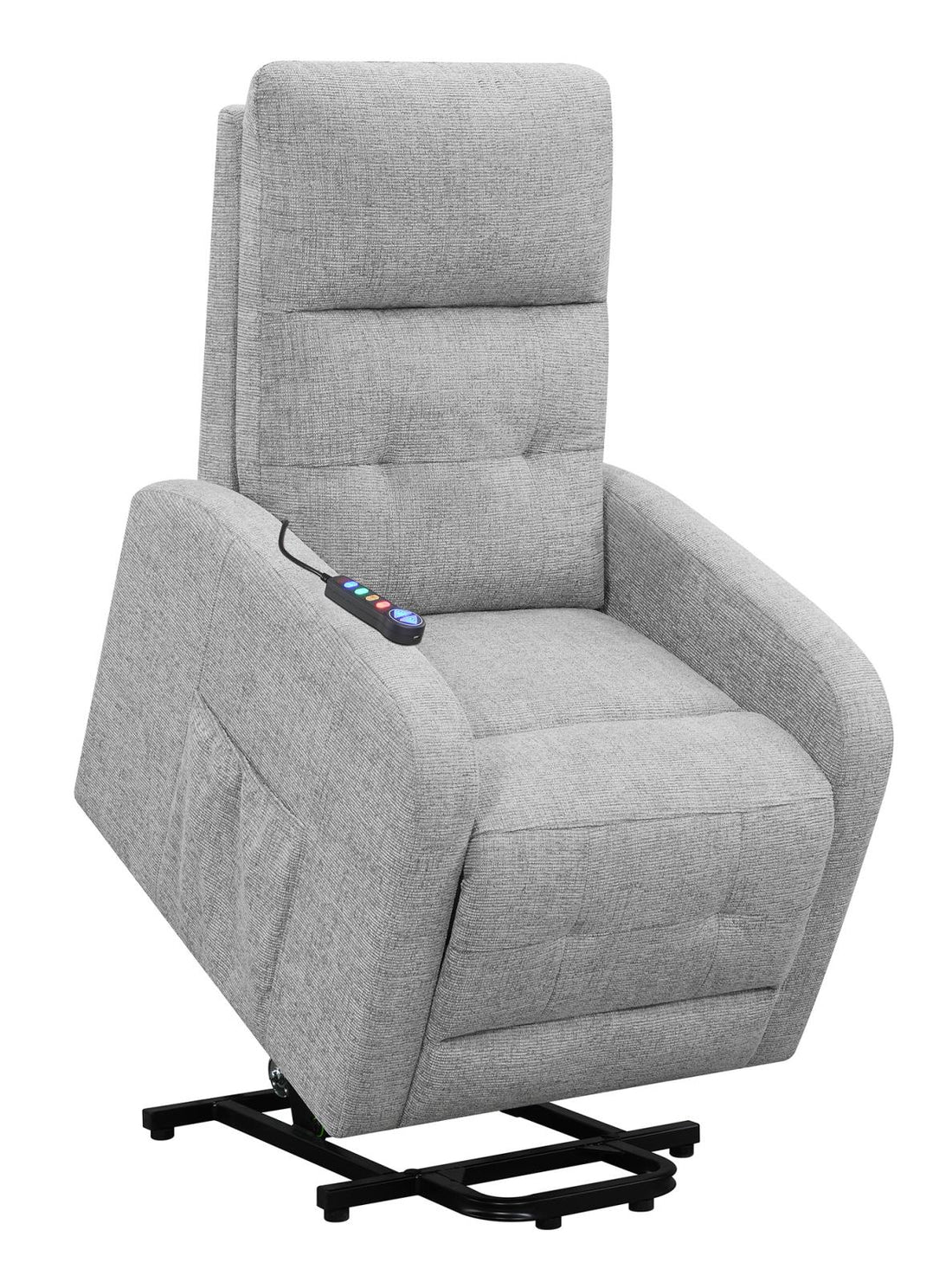 Howie Tufted Upholstered Power Lift Recliner Gray - 609402P - Bien Home Furniture &amp; Electronics