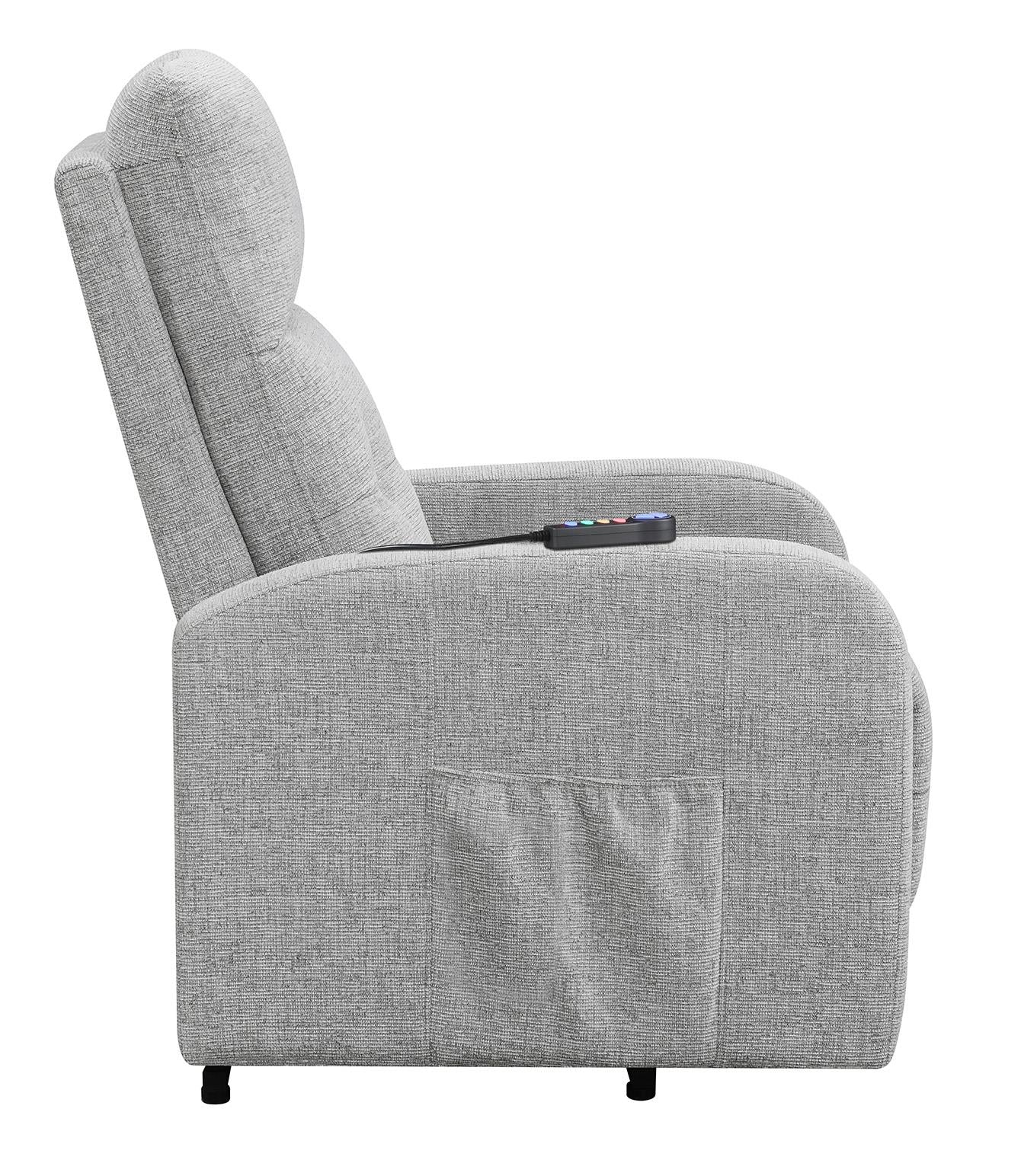 Howie Tufted Upholstered Power Lift Recliner Gray - 609402P - Bien Home Furniture &amp; Electronics